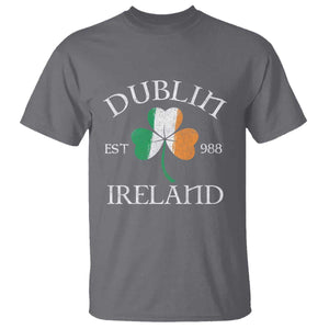 Dublin Ireland Est 988 T Shirt St Patricks Day Shamrock Leaf TS11 Charcoal Print Your Wear