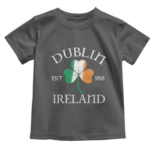 Dublin Ireland Est 988 Toddler T Shirt St Patricks Day Shamrock Leaf TS11 Dark Heather Print Your Wear