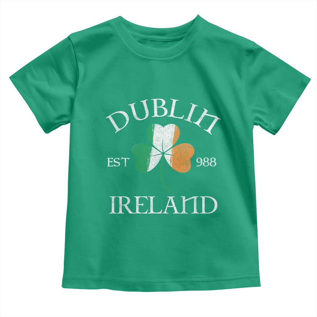 Dublin Ireland Est 988 Toddler T Shirt St Patricks Day Shamrock Leaf TS11 Irish Green Print Your Wear