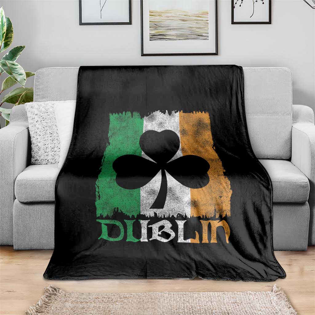 Dublin Ireland St Patricks Day Throw Blanket Distressed Shamrock Vintage Irish Flag TS11 Print Your Wear