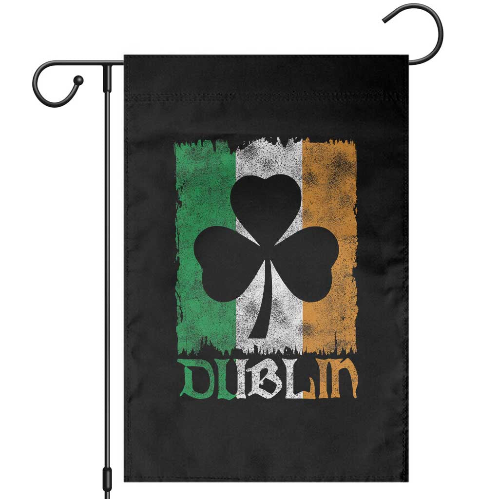 Dublin Ireland St Patricks Day Garden Flag Distressed Shamrock Vintage Irish Flag TS11 Black Print Your Wear