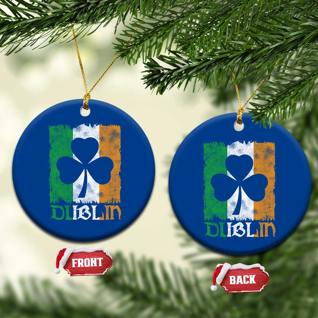 Dublin Ireland St Patricks Day Ceramic Ornament Distressed Shamrock Vintage Irish Flag TS11 1pc Blue Print Your Wear