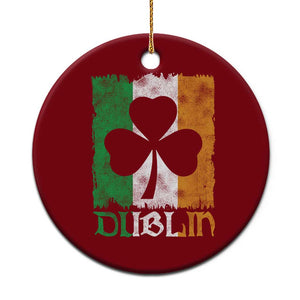 Dublin Ireland St Patricks Day Ceramic Ornament Distressed Shamrock Vintage Irish Flag TS11 1pc Red Print Your Wear