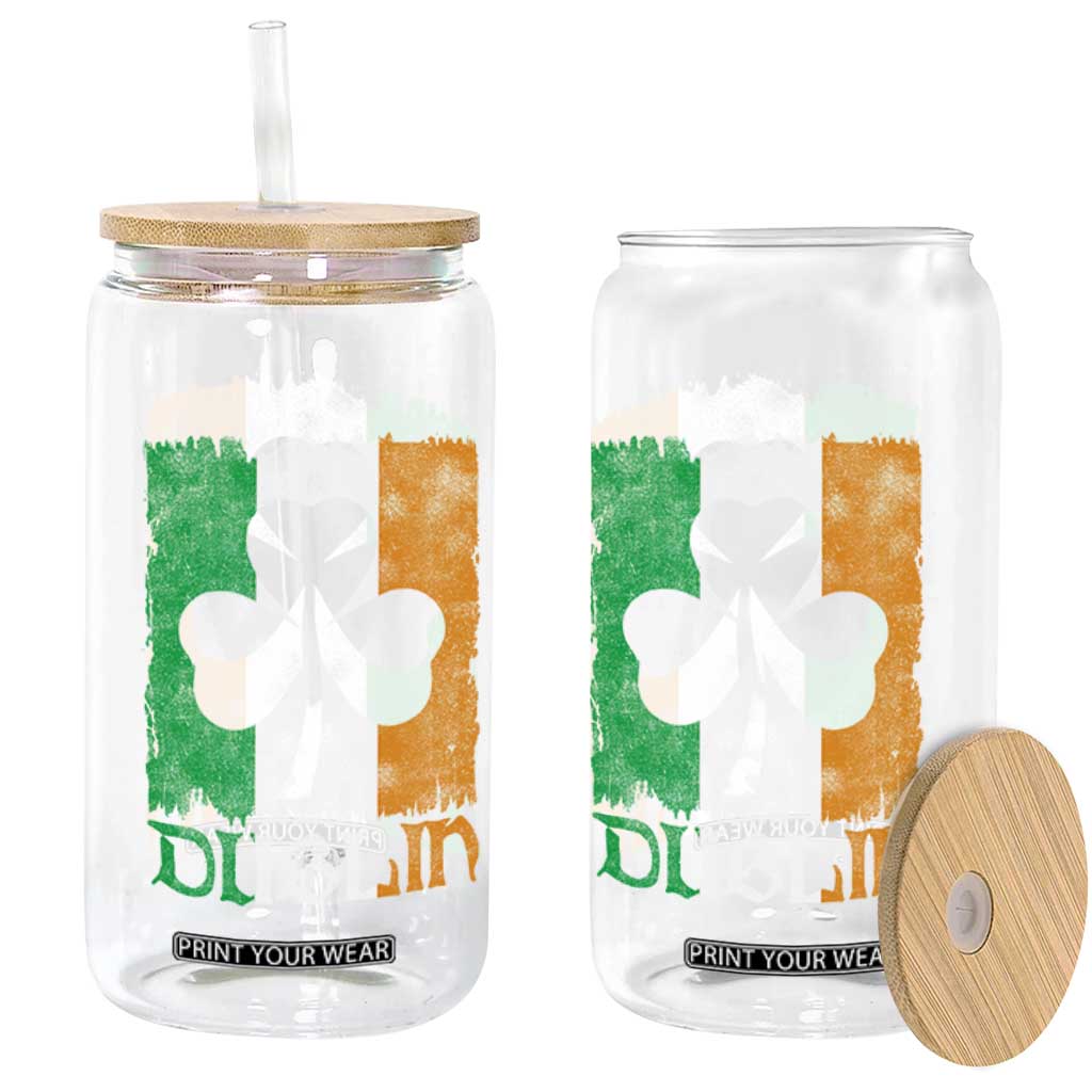 Dublin Ireland St Patricks Day Glass Can Distressed Shamrock Vintage Irish Flag TS11 Print Your Wear
