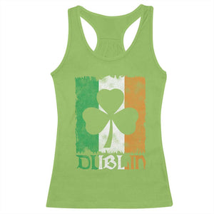 Dublin Ireland St Patricks Day Racerback Tank Top Distressed Shamrock Vintage Irish Flag TS11 Lime Print Your Wear
