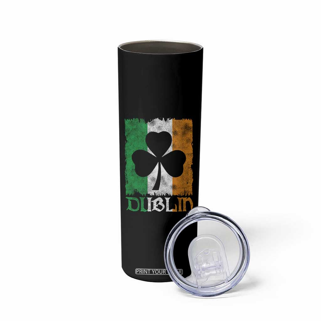 Dublin Ireland St Patricks Day Skinny Tumbler Distressed Shamrock Vintage Irish Flag TS11 Print Your Wear
