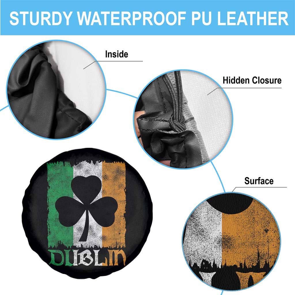 Dublin Ireland St Patricks Day Spare Tire Cover Distressed Shamrock Vintage Irish Flag TS11 Print Your Wear
