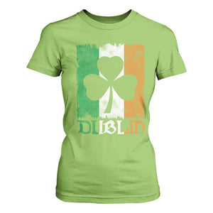 Dublin Ireland St Patricks Day T Shirt For Women Distressed Shamrock Vintage Irish Flag TS11 Lime Print Your Wear