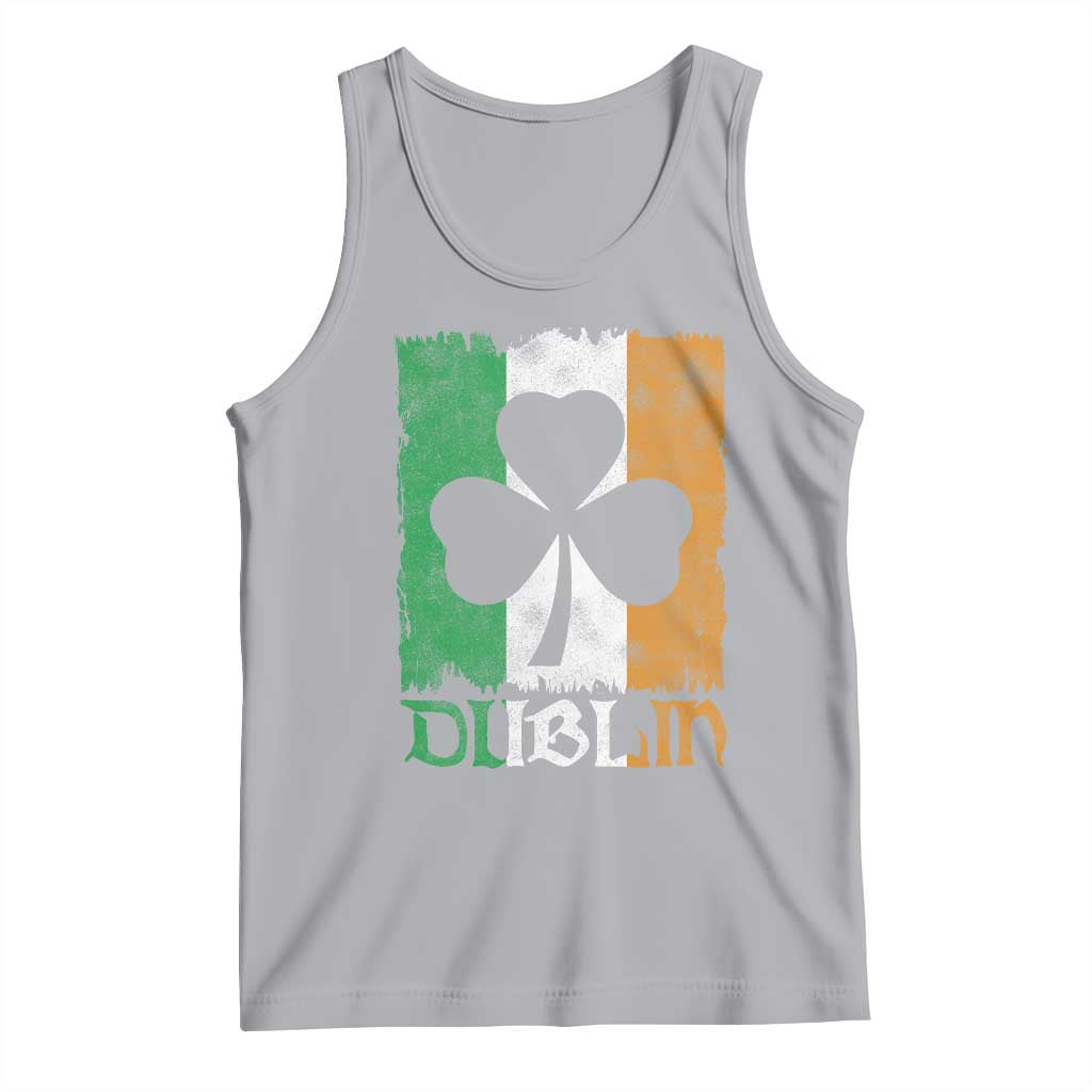 Dublin Ireland St Patricks Day Tank Top Distressed Shamrock Vintage Irish Flag TS11 Athletic Heather Print Your Wear