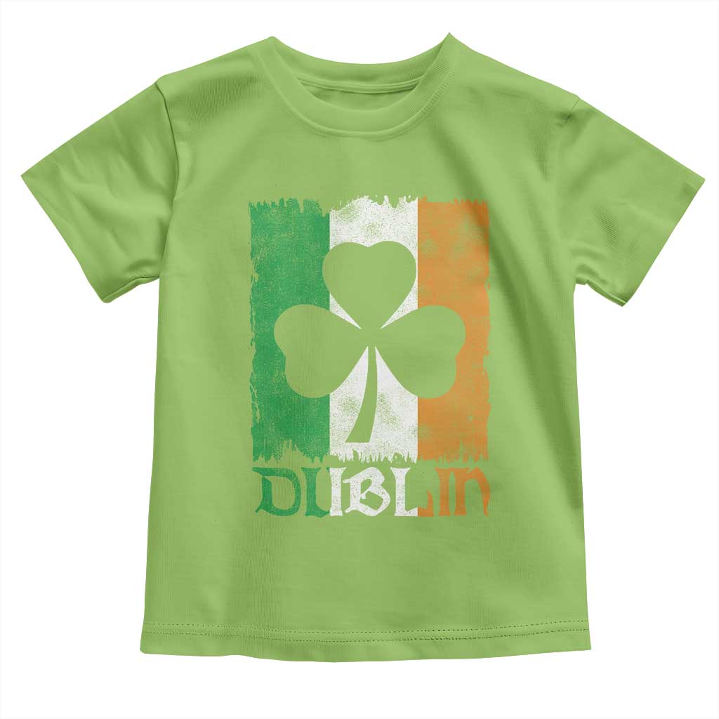 Dublin Ireland St Patricks Day Toddler T Shirt Distressed Shamrock Vintage Irish Flag TS11 Lime Print Your Wear