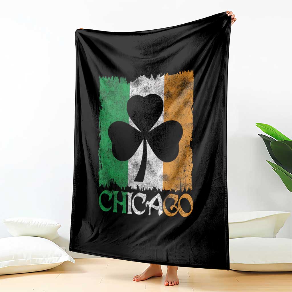 Chicago IL St Patricks Day Throw Blanket Distressed Shamrock Vintage Irish Flag TS11 Print Your Wear