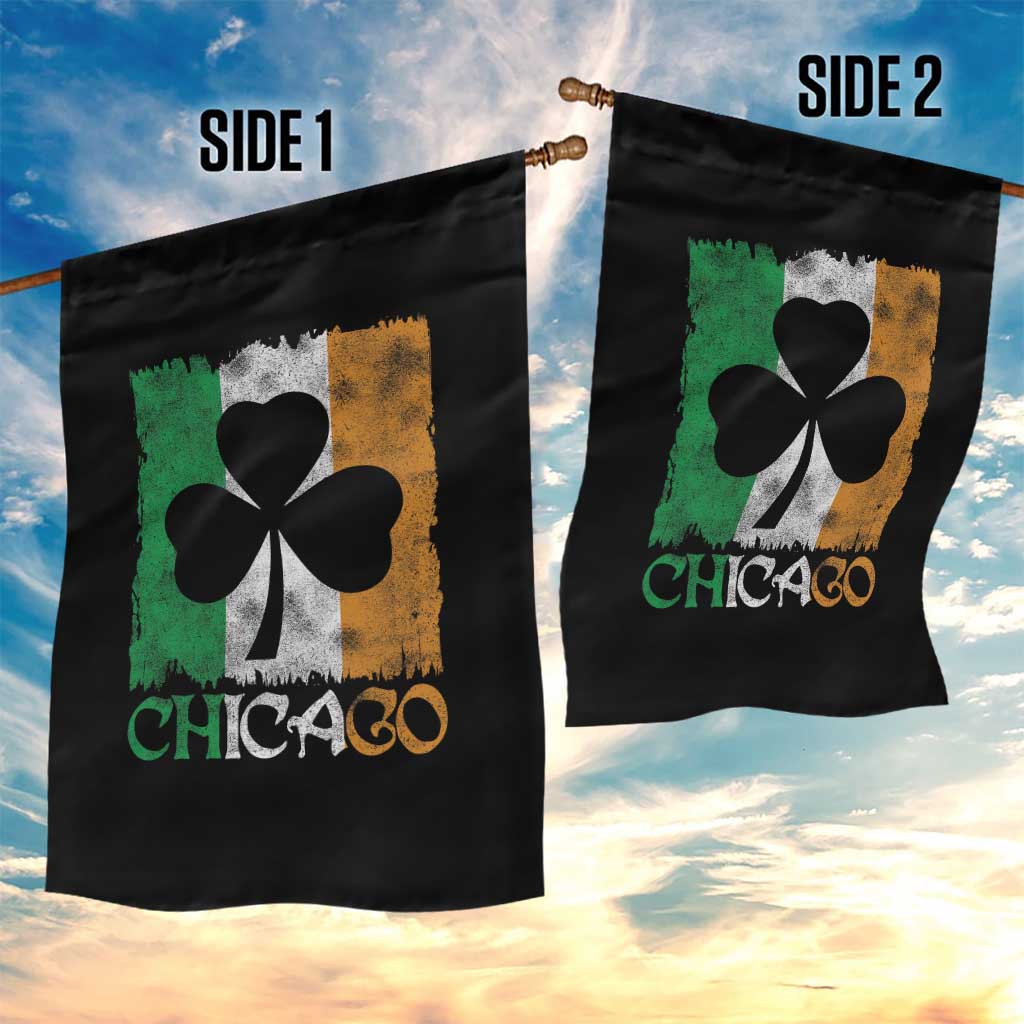Chicago IL St Patricks Day Garden Flag Distressed Shamrock Vintage Irish Flag TS11 Print Your Wear