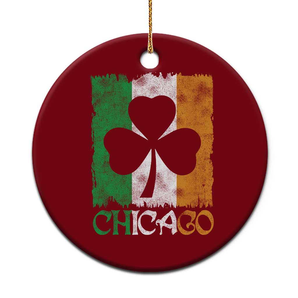 Chicago IL St Patricks Day Ceramic Ornament Distressed Shamrock Vintage Irish Flag TS11 1pc Red Print Your Wear