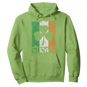 Chicago IL St Patricks Day Hoodie Distressed Shamrock Vintage Irish Flag TS11 Lime Print Your Wear