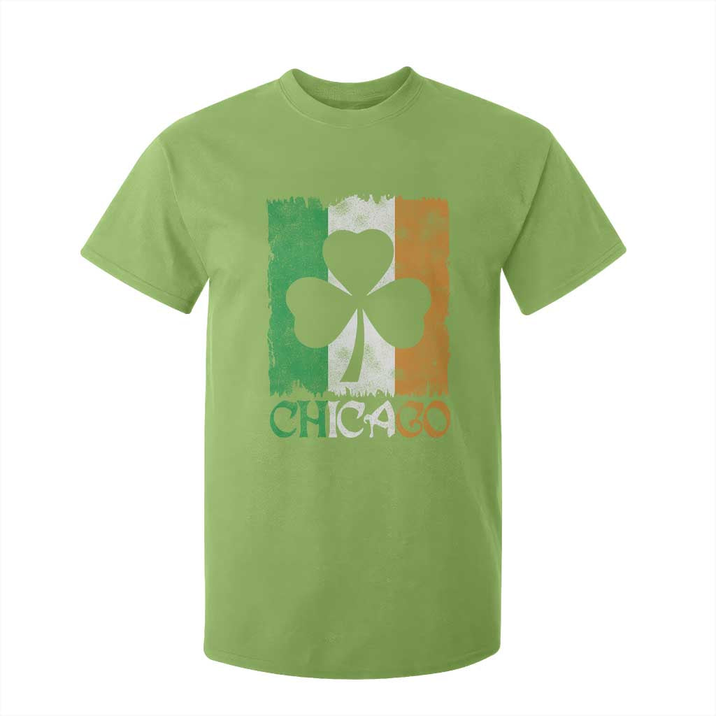 Chicago IL St Patricks Day T Shirt For Kid Distressed Shamrock Vintage Irish Flag TS11 Lime Print Your Wear