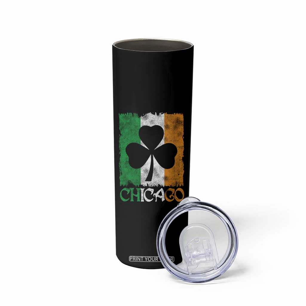 Chicago IL St Patricks Day Skinny Tumbler Distressed Shamrock Vintage Irish Flag TS11 Print Your Wear