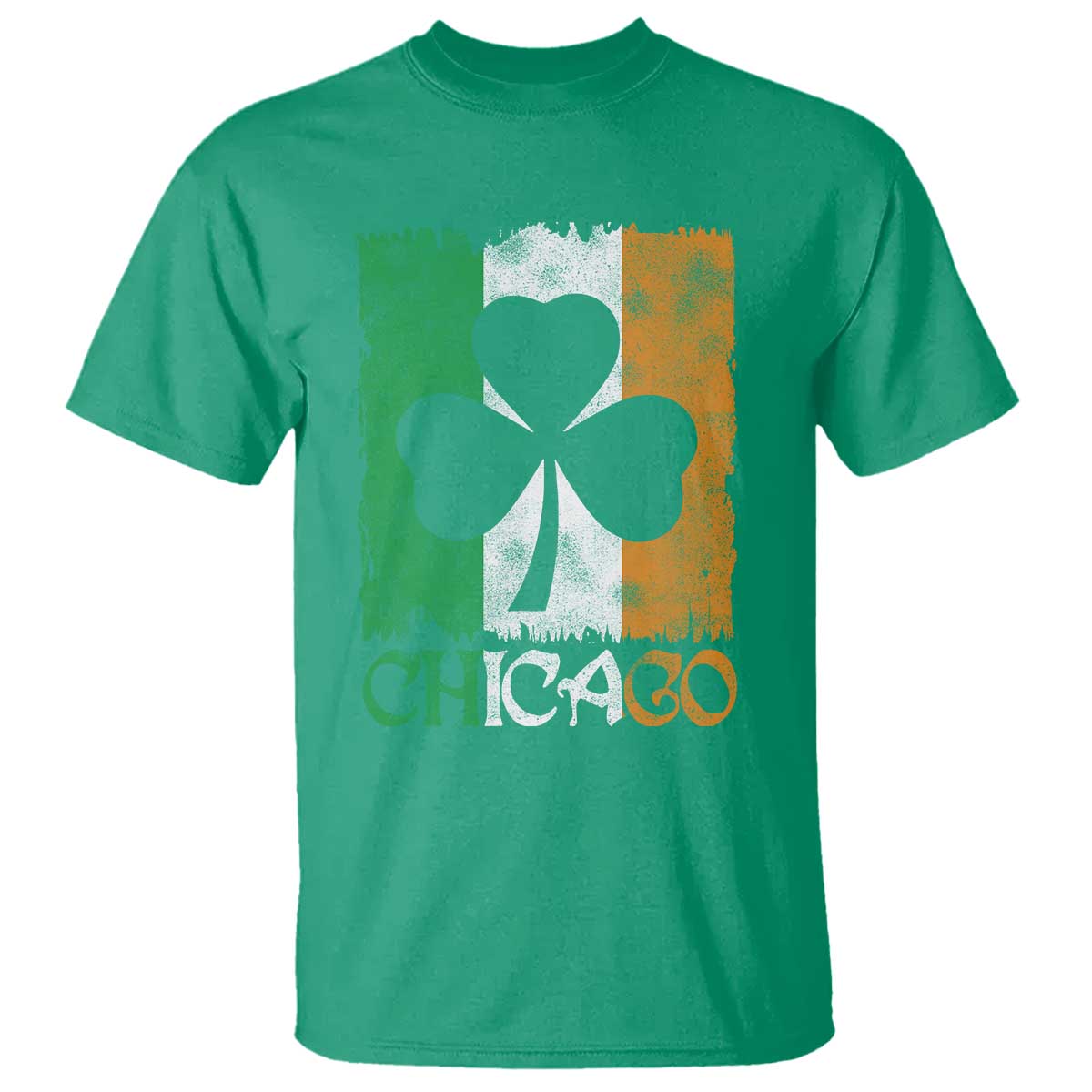 Chicago IL St Patricks Day T Shirt Distressed Shamrock Vintage Irish Flag TS11 Irish Green Print Your Wear