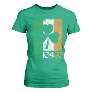 Chicago IL St Patricks Day T Shirt For Women Distressed Shamrock Vintage Irish Flag TS11 Irish Green Print Your Wear