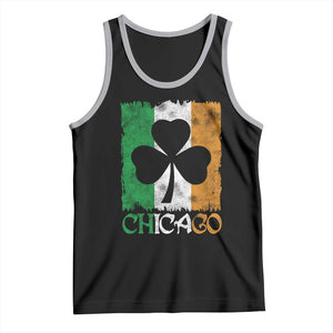 Chicago IL St Patricks Day Tank Top Distressed Shamrock Vintage Irish Flag TS11 Black Athletic Heather Print Your Wear