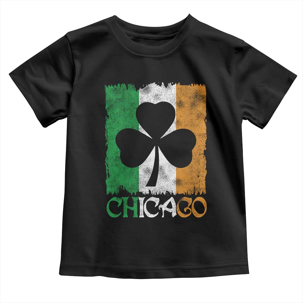 Chicago IL St Patricks Day Toddler T Shirt Distressed Shamrock Vintage Irish Flag TS11 Black Print Your Wear