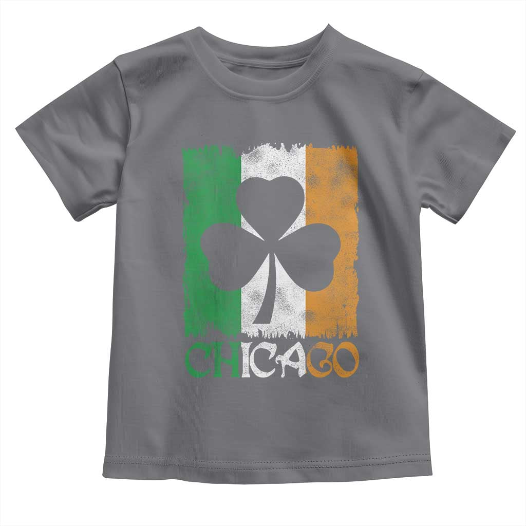 Chicago IL St Patricks Day Toddler T Shirt Distressed Shamrock Vintage Irish Flag TS11 Charcoal Print Your Wear