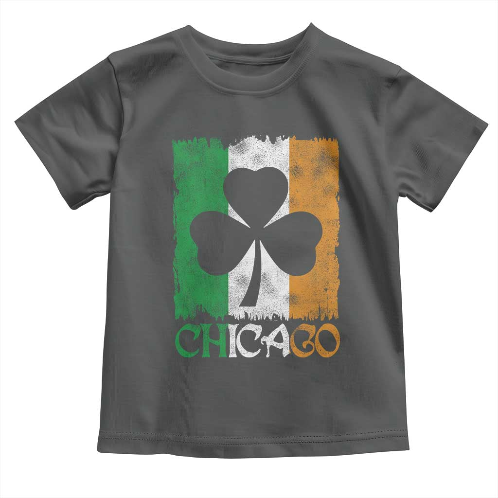 Chicago IL St Patricks Day Toddler T Shirt Distressed Shamrock Vintage Irish Flag TS11 Dark Heather Print Your Wear