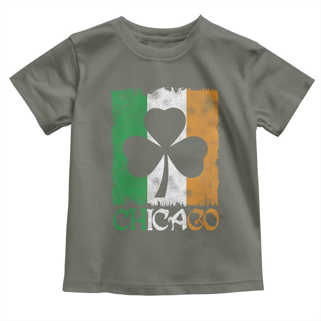Chicago IL St Patricks Day Toddler T Shirt Distressed Shamrock Vintage Irish Flag TS11 Military Green Print Your Wear