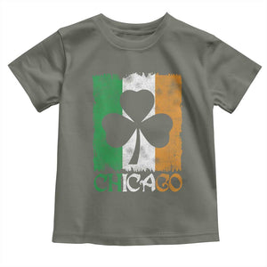 Chicago IL St Patricks Day Toddler T Shirt Distressed Shamrock Vintage Irish Flag TS11 Military Green Print Your Wear