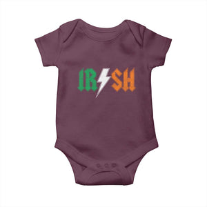 Funny Irish Rocker St Patricks Day Lightning Bolt Rock Music Lover Baby Onesie TS11 Maroon Print Your Wear