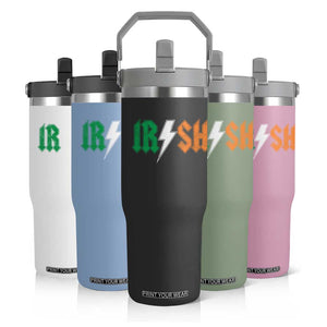 Funny Irish Rocker St Patricks Day Lightning Bolt Rock Music Lover Flip Straw Tumbler TS11 Print Your Wear
