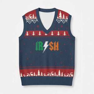 Funny Irish Rocker St Patricks Day Lightning Bolt Rock Music Lover V-Neck Knit Sweater Vest TS11 Navy Red Print Your Wear
