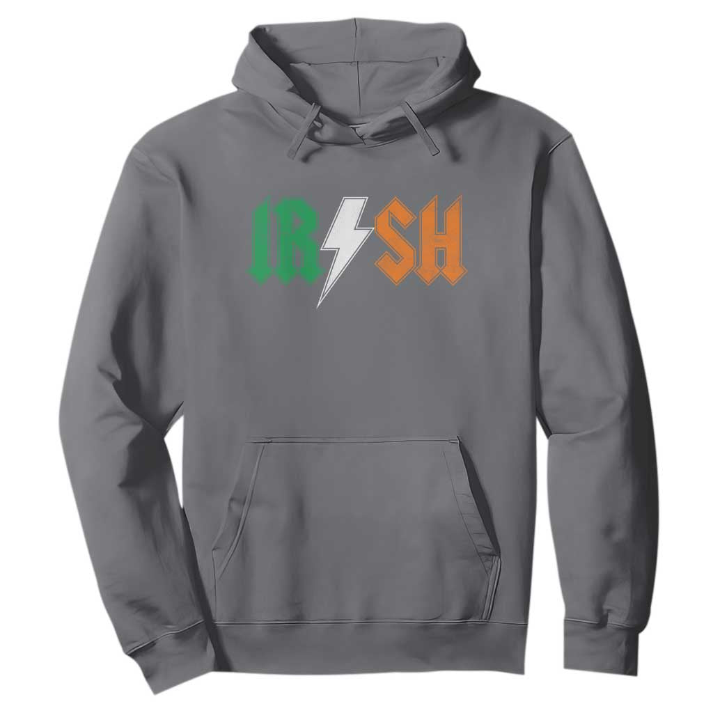 Funny Irish Rocker St Patricks Day Lightning Bolt Rock Music Lover Hoodie TS11 Charcoal Print Your Wear