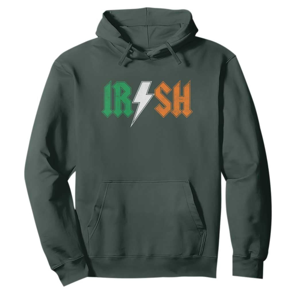 Funny Irish Rocker St Patricks Day Lightning Bolt Rock Music Lover Hoodie TS11 Dark Forest Green Print Your Wear