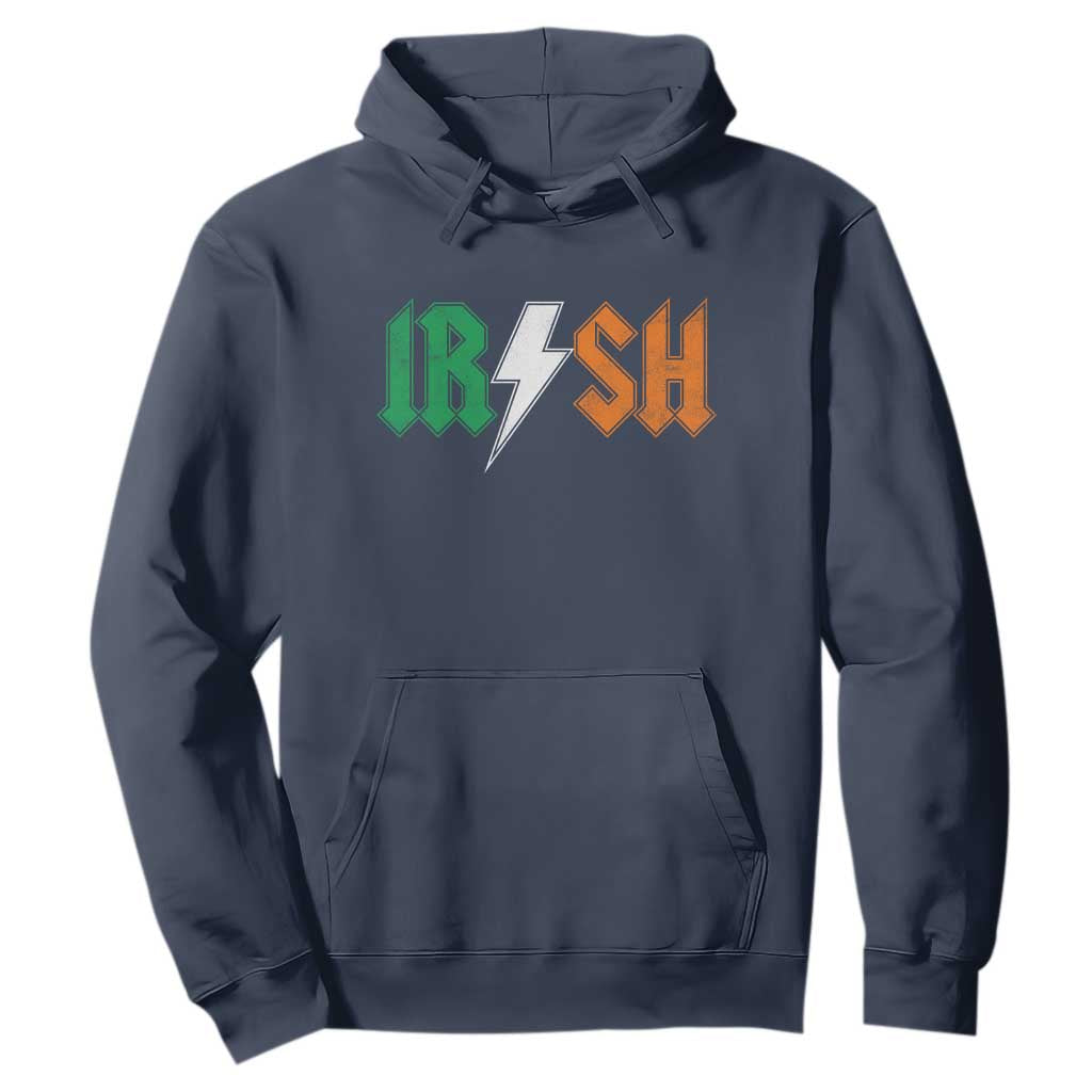 Funny Irish Rocker St Patricks Day Lightning Bolt Rock Music Lover Hoodie TS11 Navy Print Your Wear