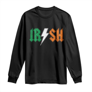 Funny Irish Rocker St Patricks Day Lightning Bolt Rock Music Lover Long Sleeve Shirt TS11 Black Print Your Wear
