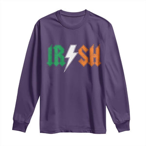 Funny Irish Rocker St Patricks Day Lightning Bolt Rock Music Lover Long Sleeve Shirt TS11 Purple Print Your Wear
