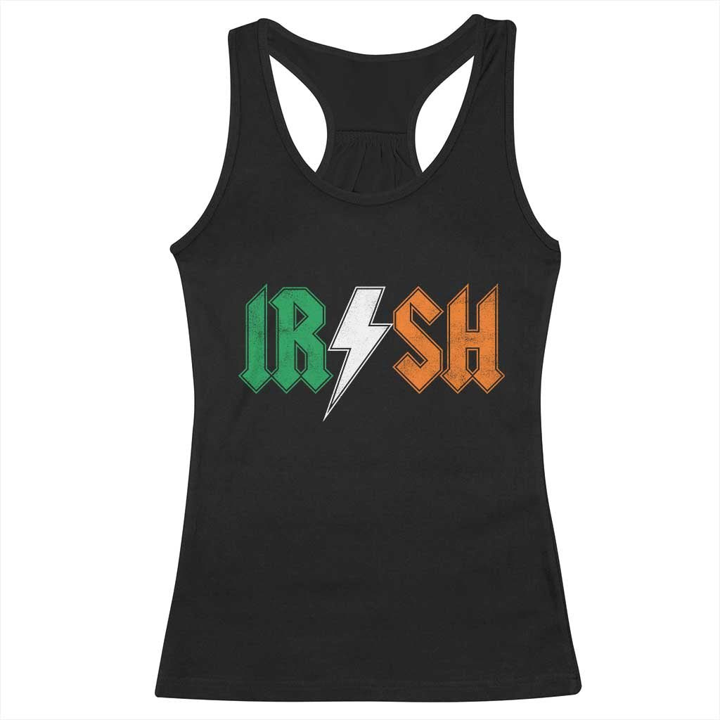 Funny Irish Rocker St Patricks Day Lightning Bolt Rock Music Lover Racerback Tank Top TS11 Black Print Your Wear