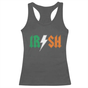Funny Irish Rocker St Patricks Day Lightning Bolt Rock Music Lover Racerback Tank Top TS11 Dark Heather Print Your Wear