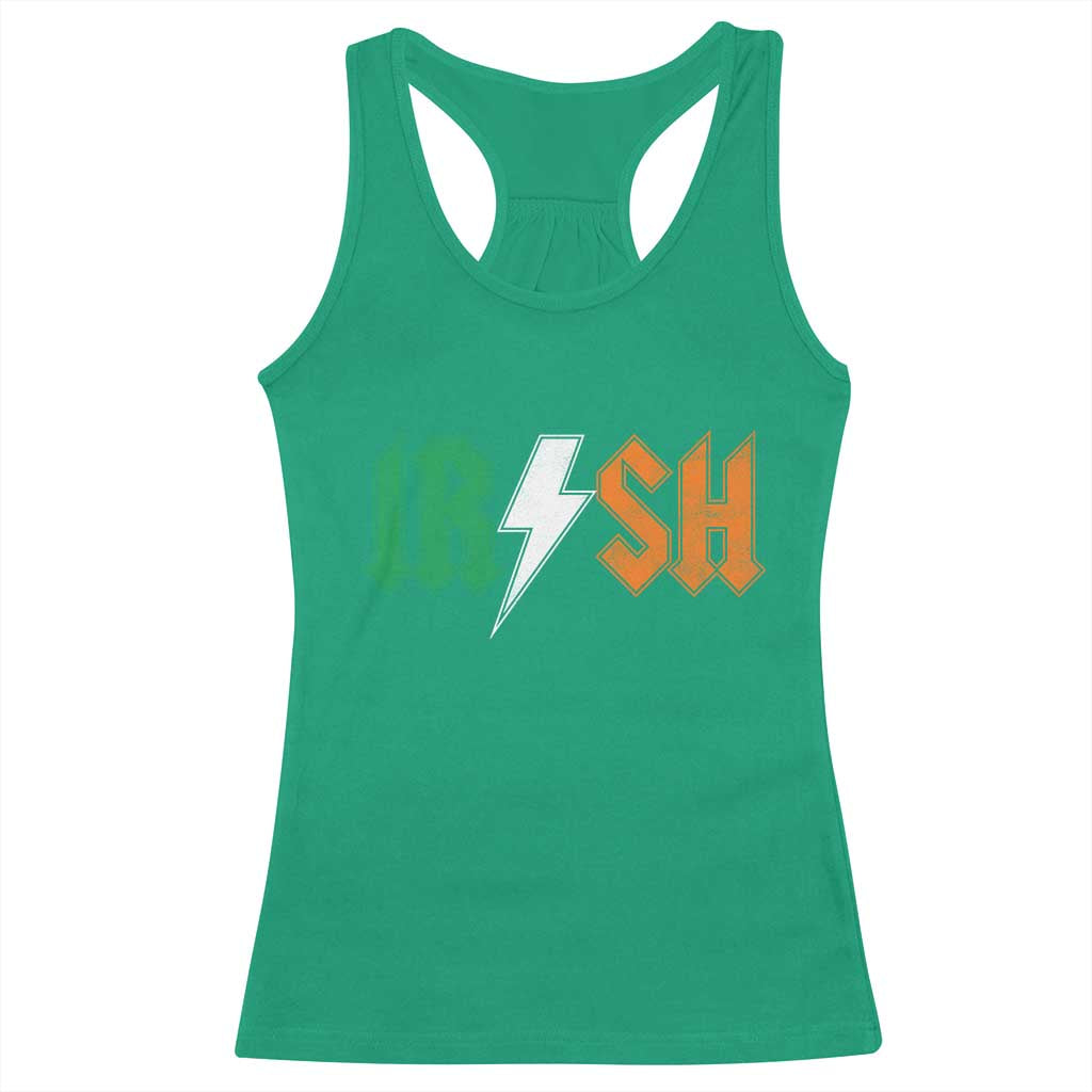 Funny Irish Rocker St Patricks Day Lightning Bolt Rock Music Lover Racerback Tank Top TS11 Irish Green Print Your Wear