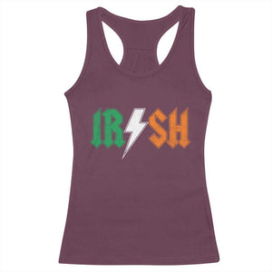 Funny Irish Rocker St Patricks Day Lightning Bolt Rock Music Lover Racerback Tank Top TS11 Maroon Print Your Wear