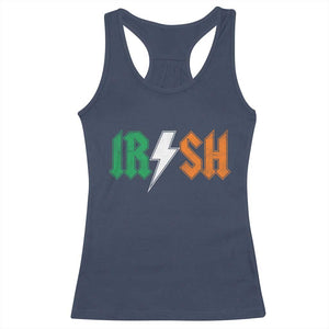 Funny Irish Rocker St Patricks Day Lightning Bolt Rock Music Lover Racerback Tank Top TS11 Navy Print Your Wear