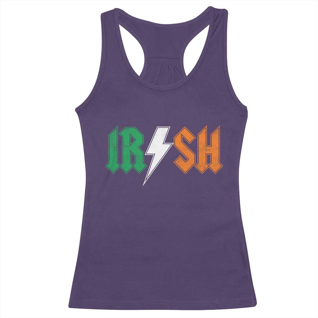 Funny Irish Rocker St Patricks Day Lightning Bolt Rock Music Lover Racerback Tank Top TS11 Purple Print Your Wear