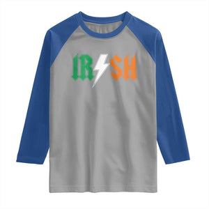 Funny Irish Rocker St Patricks Day Lightning Bolt Rock Music Lover Raglan Shirt TS11 Sport Gray Royal Print Your Wear