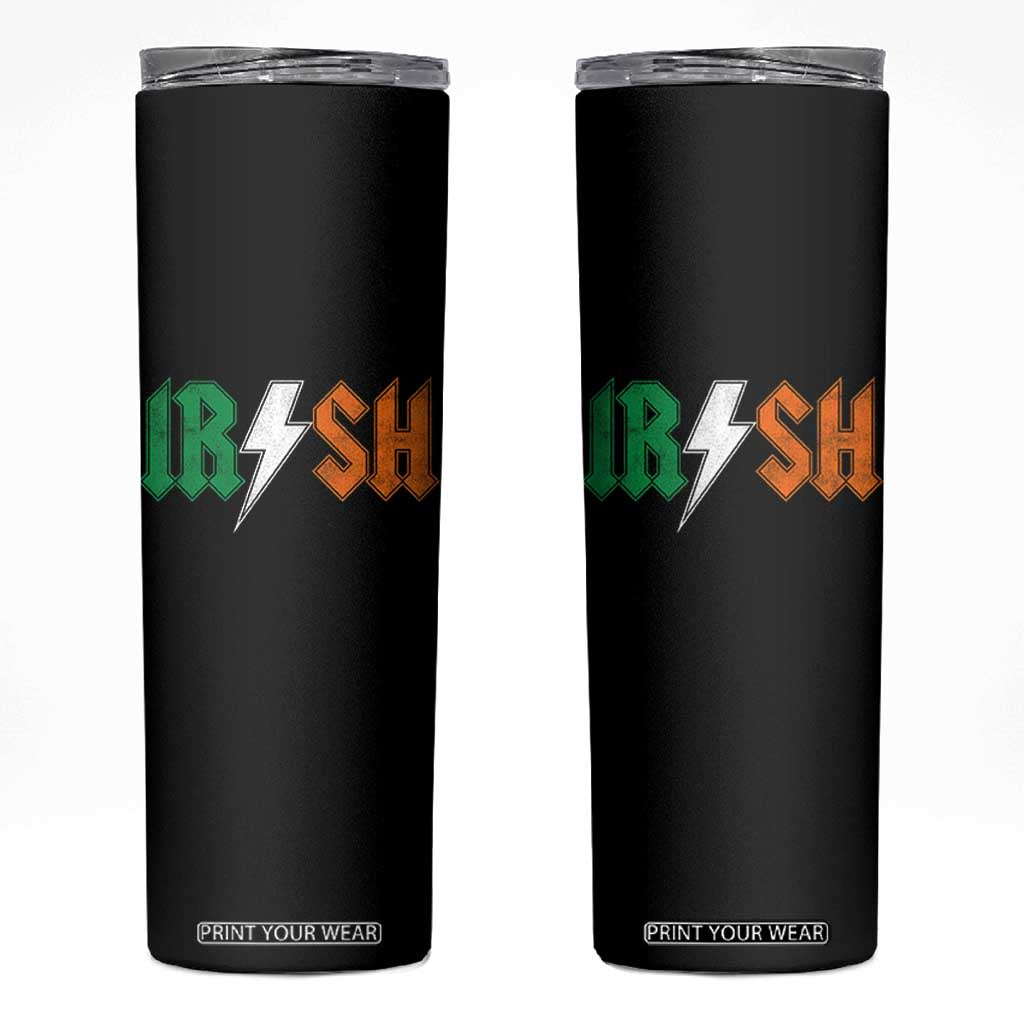 Funny Irish Rocker St Patricks Day Lightning Bolt Rock Music Lover Skinny Tumbler TS11 Black Print Your Wear