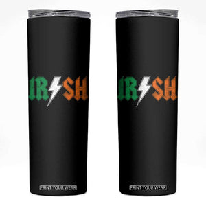 Funny Irish Rocker St Patricks Day Lightning Bolt Rock Music Lover Skinny Tumbler TS11 Black Print Your Wear