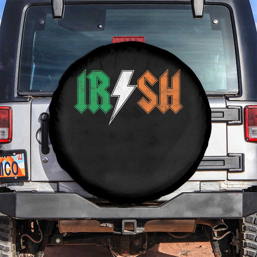 Funny Irish Rocker St Patricks Day Lightning Bolt Rock Music Lover Spare Tire Cover TS11 No hole Black Print Your Wear