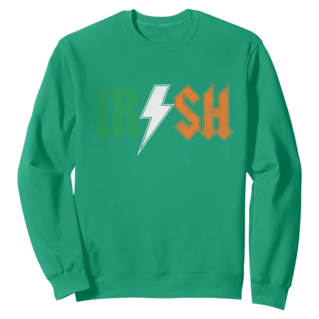 Funny Irish Rocker St Patricks Day Lightning Bolt Rock Music Lover Sweatshirt TS11 Irish Green Print Your Wear