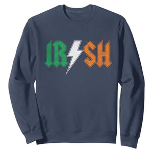 Funny Irish Rocker St Patricks Day Lightning Bolt Rock Music Lover Sweatshirt TS11 Navy Print Your Wear