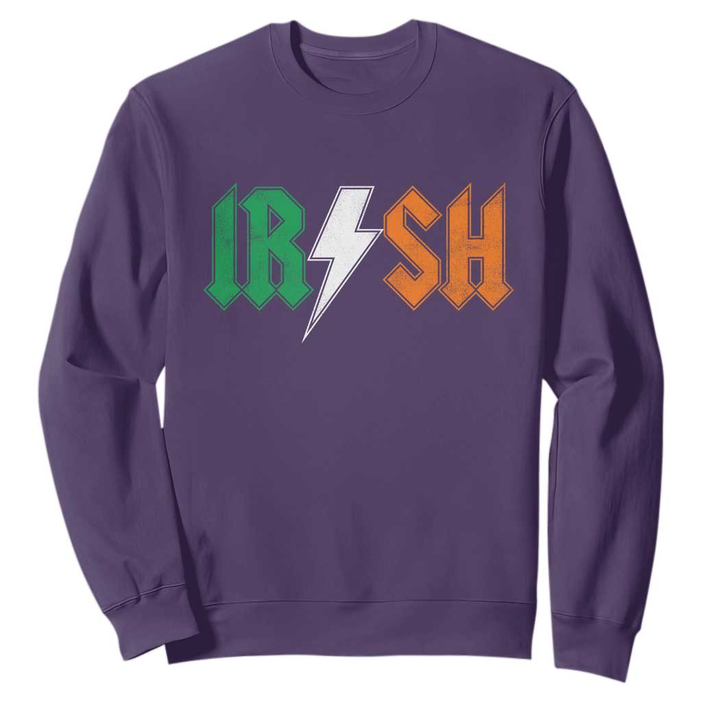 Funny Irish Rocker St Patricks Day Lightning Bolt Rock Music Lover Sweatshirt TS11 Purple Print Your Wear