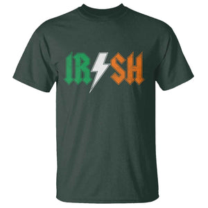 Funny Irish Rocker St Patricks Day Lightning Bolt Rock Music Lover T Shirt TS11 Dark Forest Green Print Your Wear